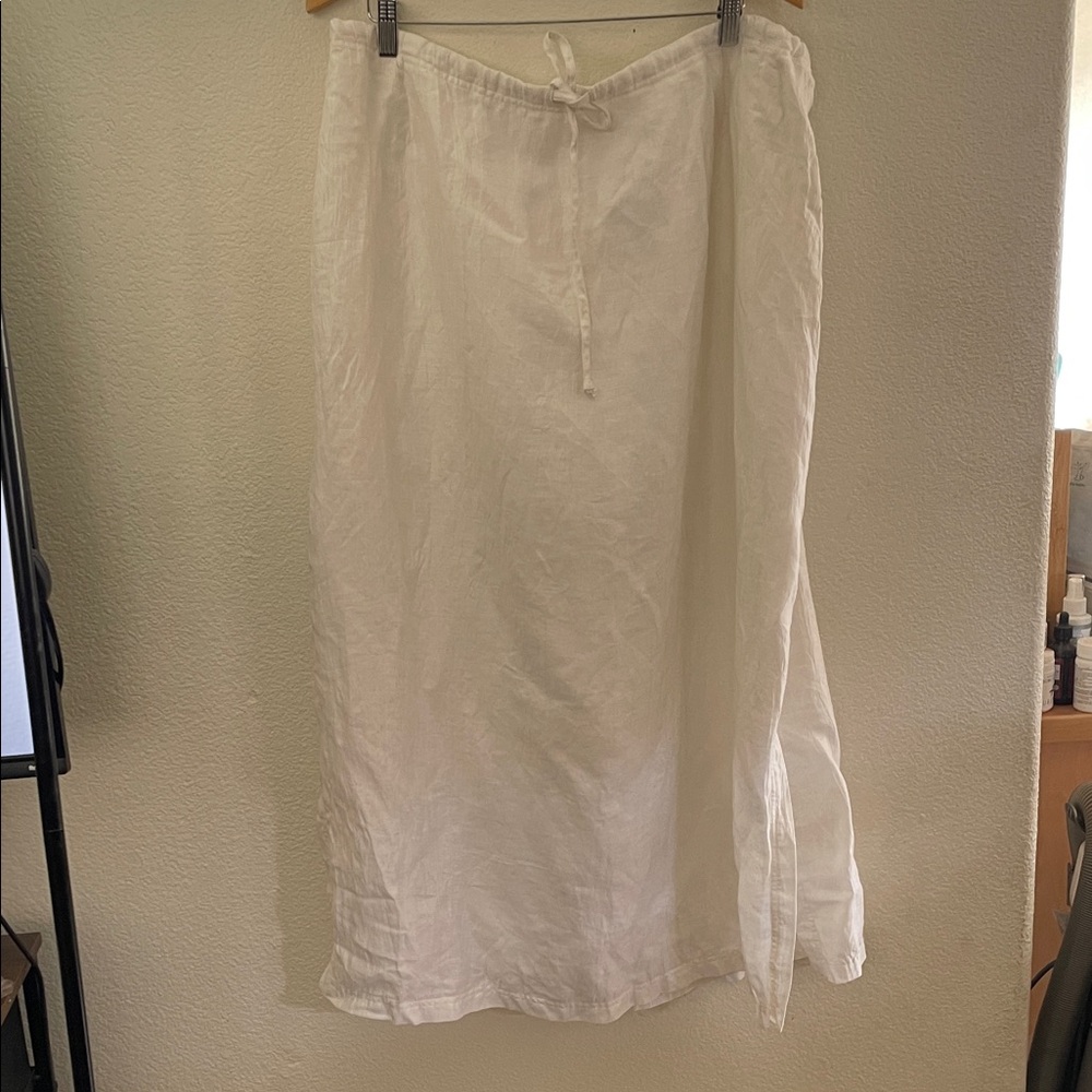 Valerie separates White maxi Linen blend Skirt lagenlook minimalist Sz 3x